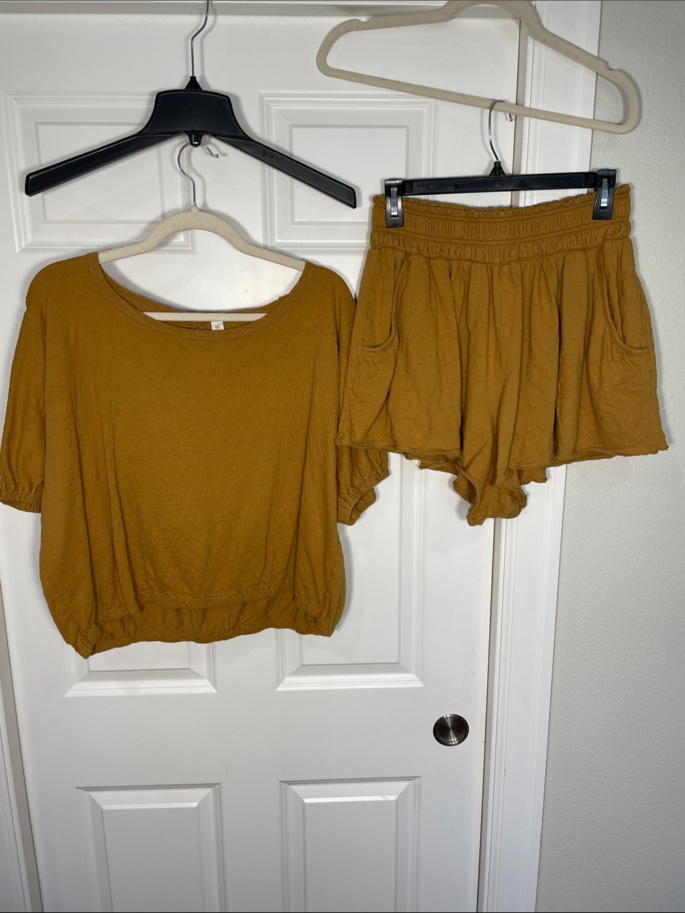 Daily Practice by Anthropologie Kimberly Shorts Set Size Medium Mustard Yellow - Picture 3 of 14